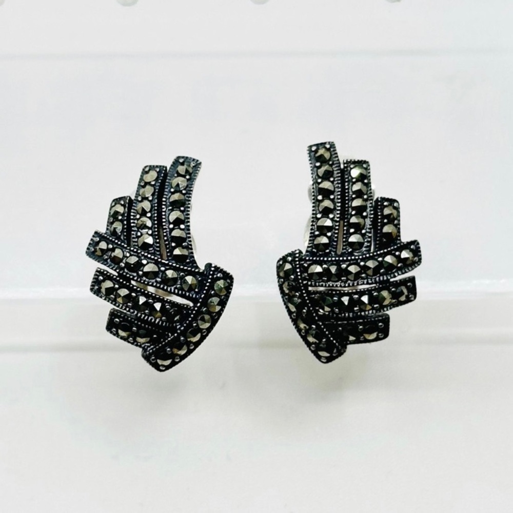 Judith Jack Sterling silver marcasite clip on‎ earrings